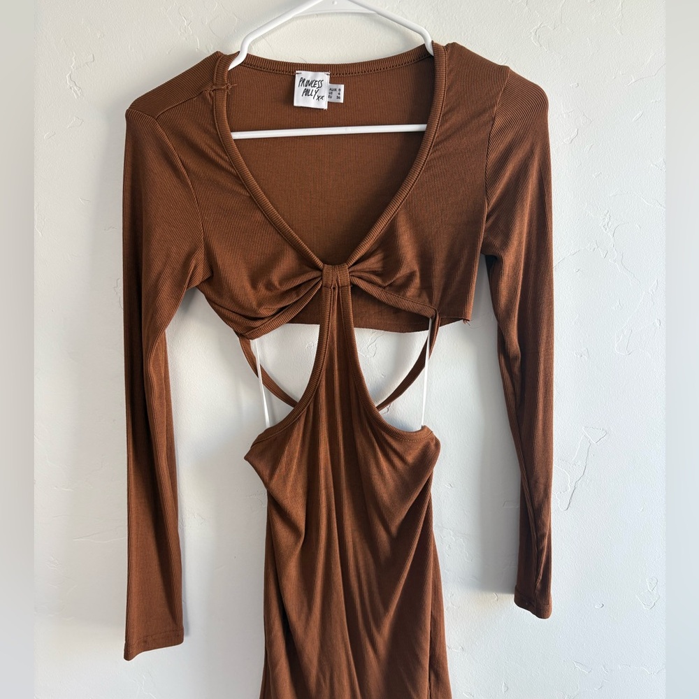 Princess Polly brown mini dress with cut outs